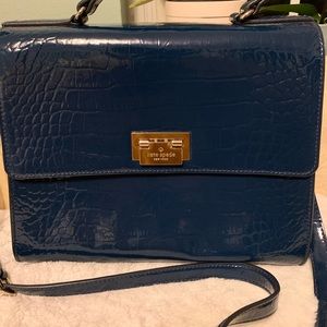 Crocodile Embossed Navy Kate Spade Satchel